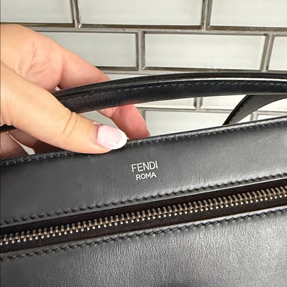 Fendi dot com dotcom black shoulder bag w blue clutch accent - Picture 3 of 13